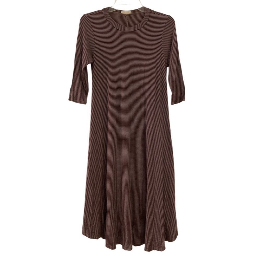 Flamingo Urban Dark Purple Stripe T Shirt Midi Dress Size Small